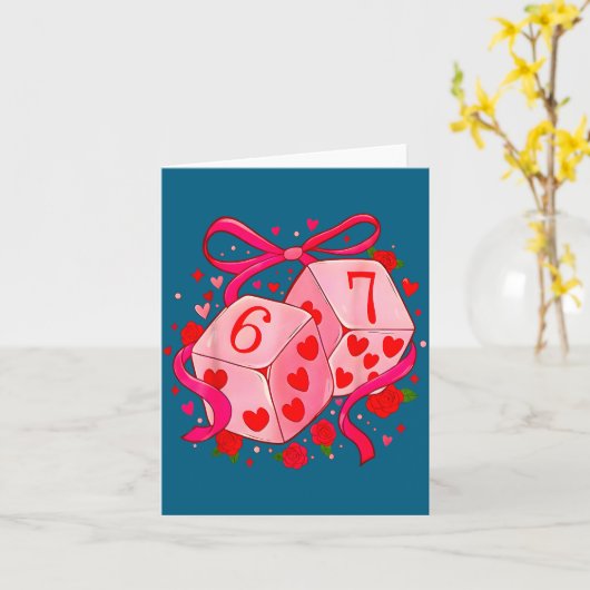 Funny Preppy 67 Valentine Six Seven Dice 6 7 Men W カード (黄色い花)