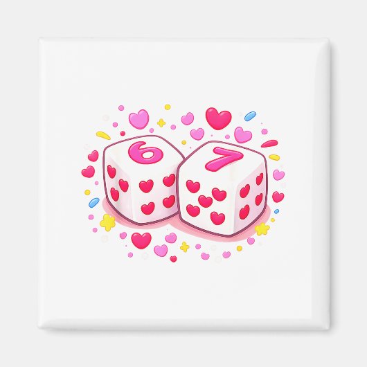 Funny Preppy 67 Valentine Six Seven Dice 6 7 Men W マグネット (正面)