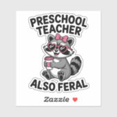 Funny Preschool Teacher Cute Feral School Humor シール (シート)