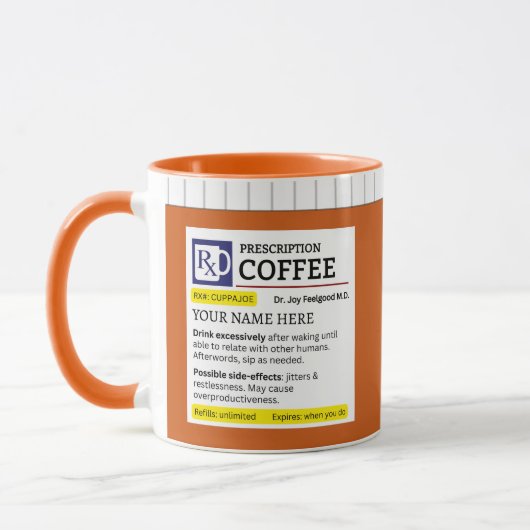 Funny Prescription Bottle Custom Name Coffee マグカップ (左)
