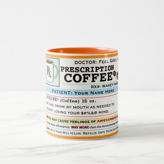 Funny Prescription RX Coffee Customizable Mug ツートーンマグカップ (中央)