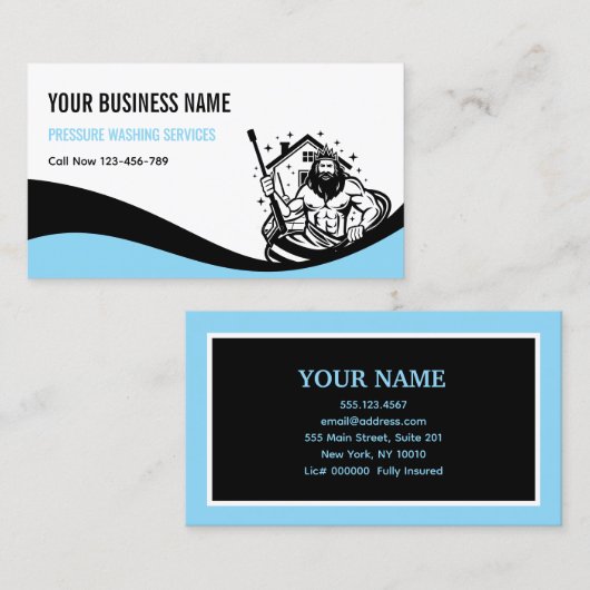 Funny Pressure Washing Power Wash Cleaning 名刺 (正面/裏面)