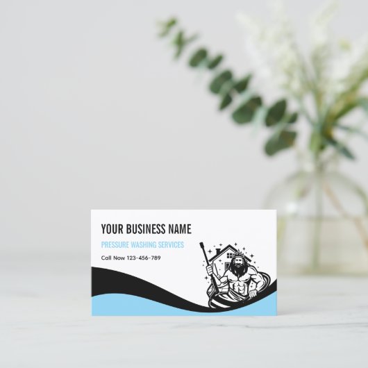Funny Pressure Washing Power Wash Cleaning 名刺 (スタンド正面)