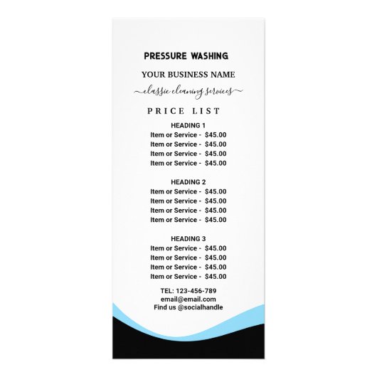 Funny Pressure Washing  Power Wash Price List ラックカード (正面)