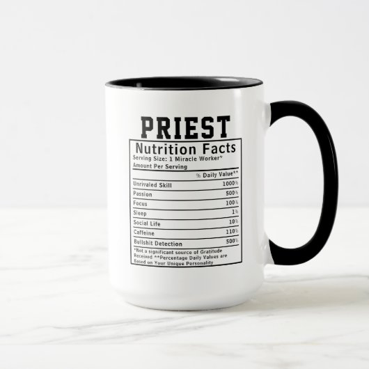 Funny Priest Nutrition Facts Religious Leader Gift マグカップ (右)