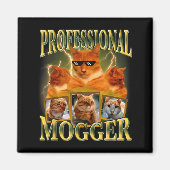Funny Professional Mogger Cat Meme Mewing Looksmax マグネット (正面)