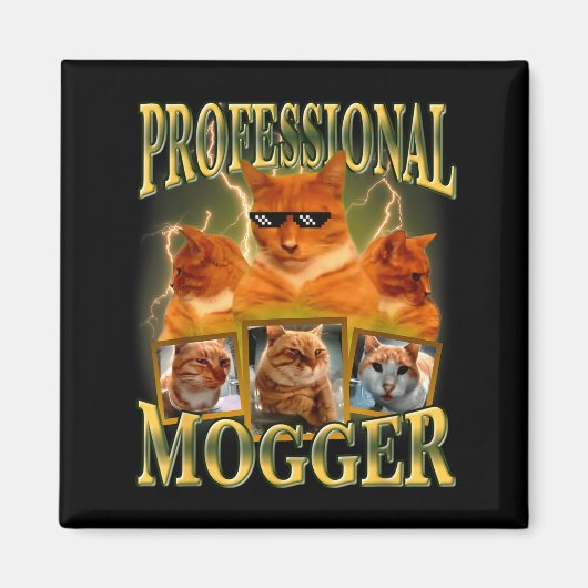 Funny Professional Mogger Cat Meme Mewing Looksmax マグネット (正面)