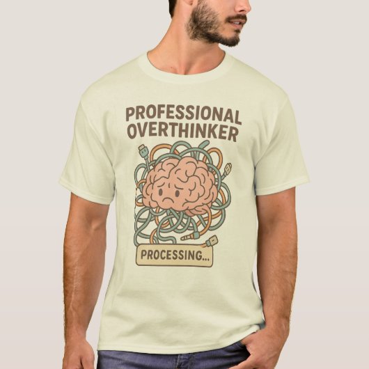 Funny Professional Overthinker Brain Cartoon Tシャツ (正面)