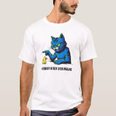 Funny Programmer Cat Rubber Duck Debugging Art Tシャツ (正面)