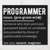 Funny Programmer Code Developer Meaning Definition リキュールボトルラベル (シングルラベル)