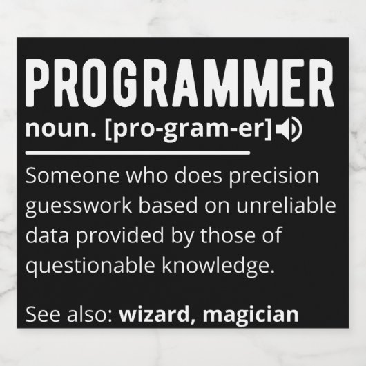 Funny Programmer Code Developer Meaning Definition リキュールボトルラベル (シングルラベル)