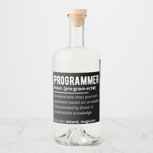 Funny Programmer Code Developer Meaning Definition リキュールボトルラベル (正面)