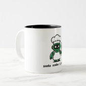 Funny Programmer Mug — sudo make dinner ツートーンマグカップ (正面左)
