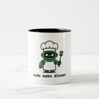 Funny Programmer Mug — sudo make dinner ツートーンマグカップ