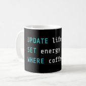 Funny Programmer UPDATE Life SQL Code コーヒーマグカップ (正面左)
