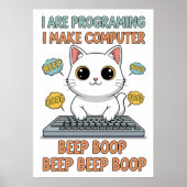 Funny Programming Cat Meme - "I Are Programing" ポスター (正面)