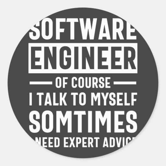 Funny Programming Software Engineer Gift ラウンドシール (正面)