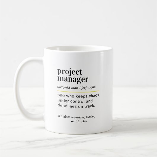 Funny Project Manager Definition Gift コーヒーマグカップ (左)
