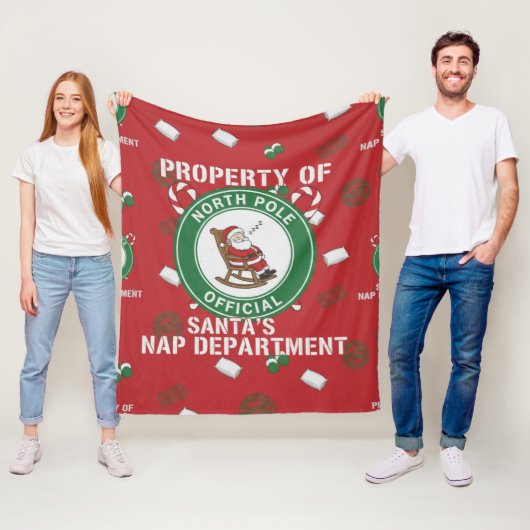 Funny Property of Santa's Nap Department Christmas フリースブランケット (インサイチュ)