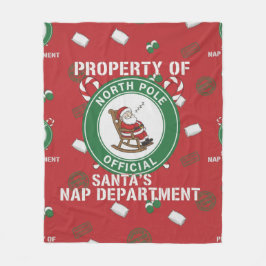 Funny Property of Santa's Nap Department Christmas フリースブランケット