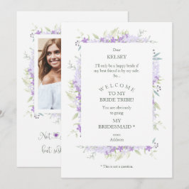 Funny Proposal Photo Bridesmaid Purple Wildflowers