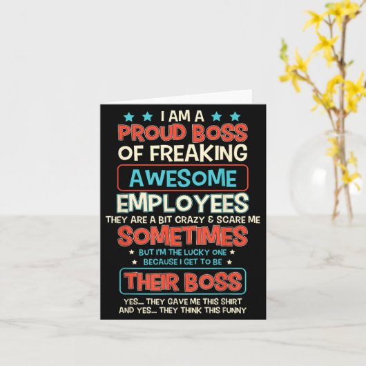 Funny Proud Boss Employee Appreciation Office Men  カード (黄色い花)