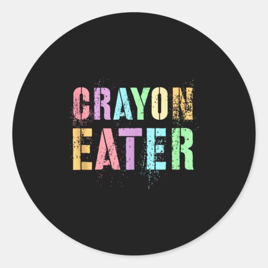 Funny Proud Crayon Eater Military Veteran Dad Offi ラウンドシール (正面)
