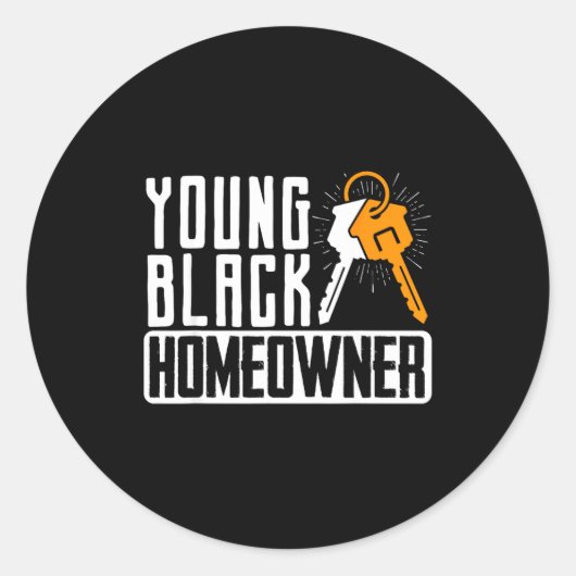Funny Proud New House Young Black Homeowner Housew ラウンドシール (正面)