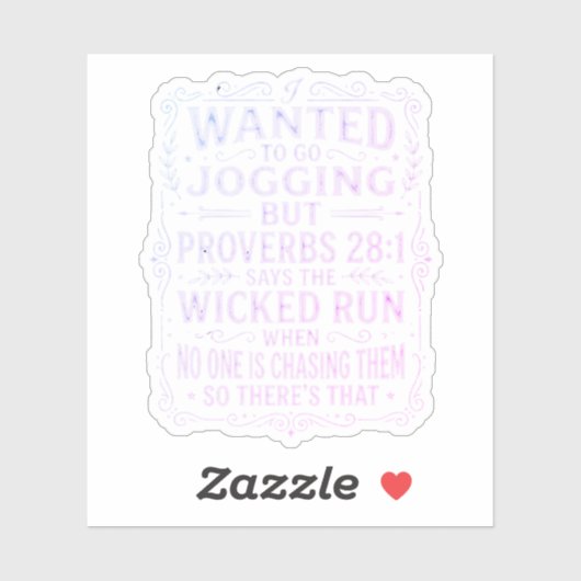 Funny Proverbs 28:1 Jogging Humor Saying シール (シート)