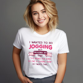 Funny Proverbs 28:1 Jogging Shirt – Christian Humo Tシャツ