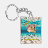 Funny Puffer Fish Warning: May Puff Under Pressure キーホルダー (正面左)