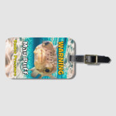 Funny Puffer Fish Warning: May Puff Under Pressure ラゲッジタグ (正面横)