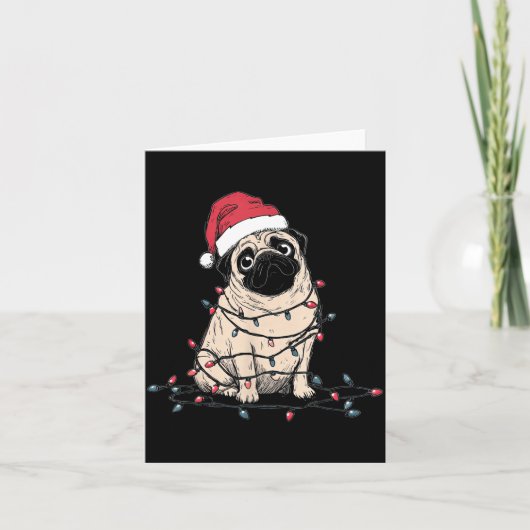 Funny Pug Christmas Graphics Dog Lights Lover Owne カード (正面)