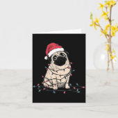 Funny Pug Christmas Graphics Dog Lights Lover Owne カード (黄色い花)