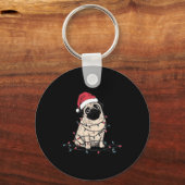 Funny Pug Christmas Graphics Dog Lights Lover Owne キーホルダー (正面)
