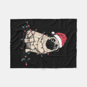 Funny Pug Christmas Graphics Dog Lights Lover Owne フリースブランケット (正面(横))