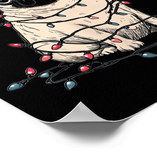 Funny Pug Christmas Graphics Dog Lights Lover Owne ポスター (角)