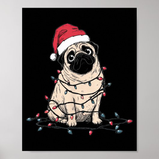 Funny Pug Christmas Graphics Dog Lights Lover Owne ポスター (正面)