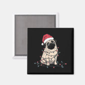 Funny Pug Christmas Graphics Dog Lights Lover Owne マグネット (正面/裏面)