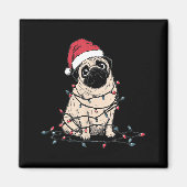Funny Pug Christmas Graphics Dog Lights Lover Owne マグネット (正面)