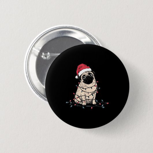 Funny Pug Christmas Graphics Dog Lights Lover Owne 缶バッジ (正面&裏面)