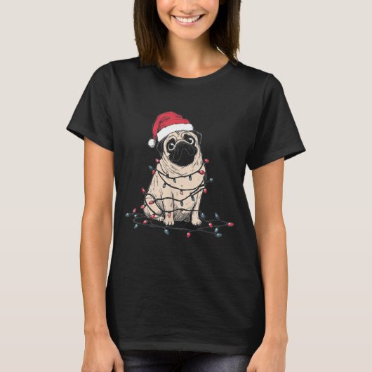 Funny Pug Christmas Graphics Dog Lights Lover Owne Tシャツ (正面)