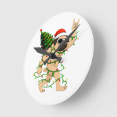 Funny Pug Christmas Lights Tree – Cute Xmas  ラウンド壁時計 (傾斜)