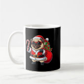 Funny Pug Christmas Santa Outfit Xmas Mom Dad Kids コーヒーマグカップ (左)
