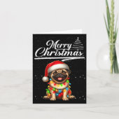 Funny Pug Dog Christmas Lights Santa Hat Candy Can カード (正面)