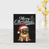 Funny Pug Dog Christmas Lights Santa Hat Candy Can カード (黄色い花)