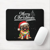 Funny Pug Dog Christmas Lights Santa Hat Candy Can マウスパッド (マウス)