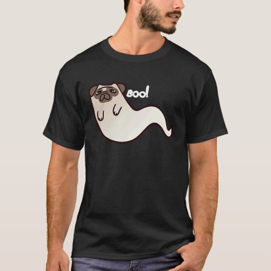 Funny Pug Dog Ghost BOO Halloween Scary spooky T Tシャツ (正面)
