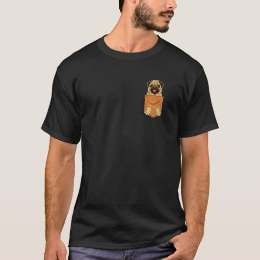 Funny pug dog in shirt pocket chest bag Premium Tシャツ (正面)