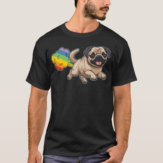 Funny Pug Dog - Pugs Breed Rainbow Fart Tシャツ (正面)
